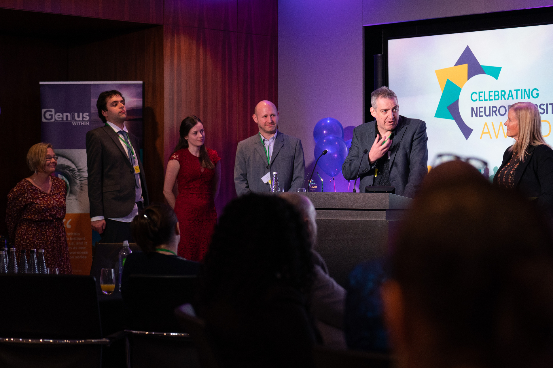 Wayne Kelly receiving the Neurodiversity Award on behalf of the Babcock Neurodiversity Network and Team at the Celebrating Neurodiversity Awards
