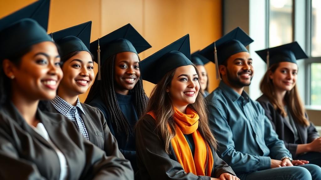 Diverse graduates in a management training session